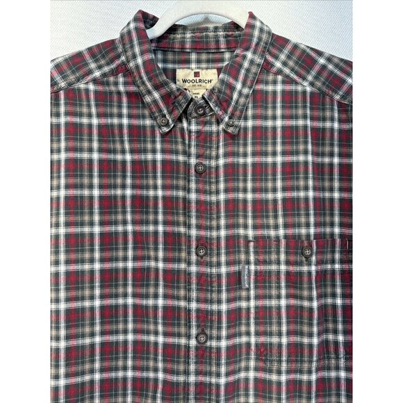 Woolrich Mens Button Down Shirt Size XLarge Red Gray Plaid Long Sleeve Outdoor - Picture 4 of 12